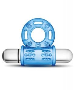 Blush Stay Hard Mega Vibrating Bull Ring - Blue