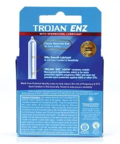 Trojan Enz Spermicidal Lubricated Condoms - Box of 3