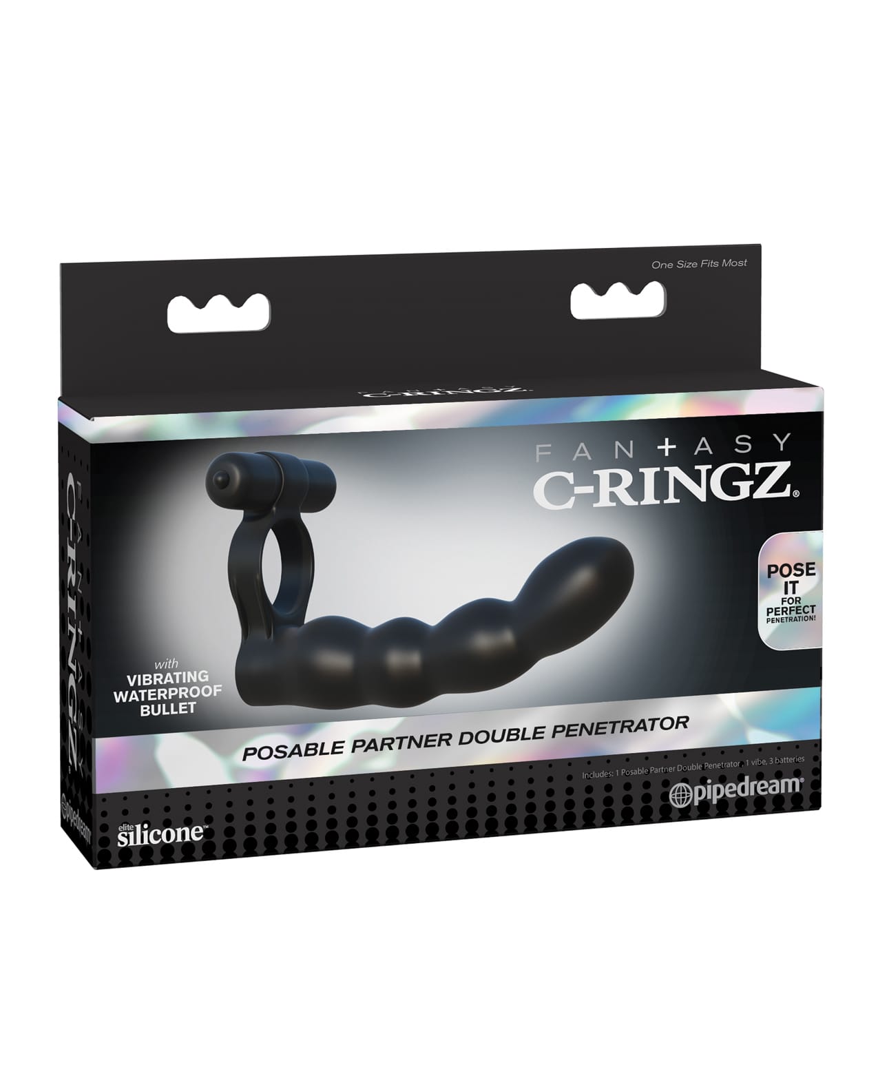 Fantasy C-Ringz Posable Partner Double Penetrator - Black - Image 5