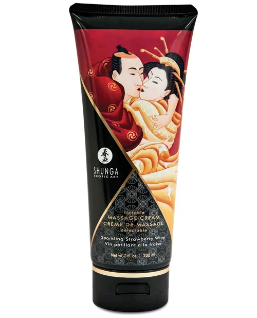 Shunga Kissable Massage Cream - 7 oz Sparkling Strawberry Wine - Image 2