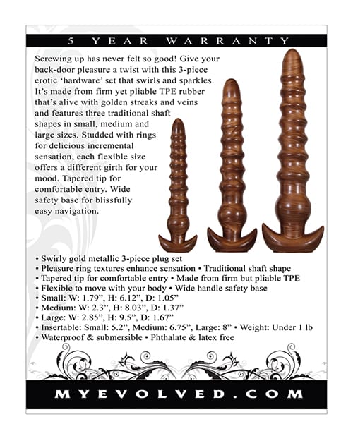Evolved Twisted Love 3 pc Plug Set - Gold - Image 5