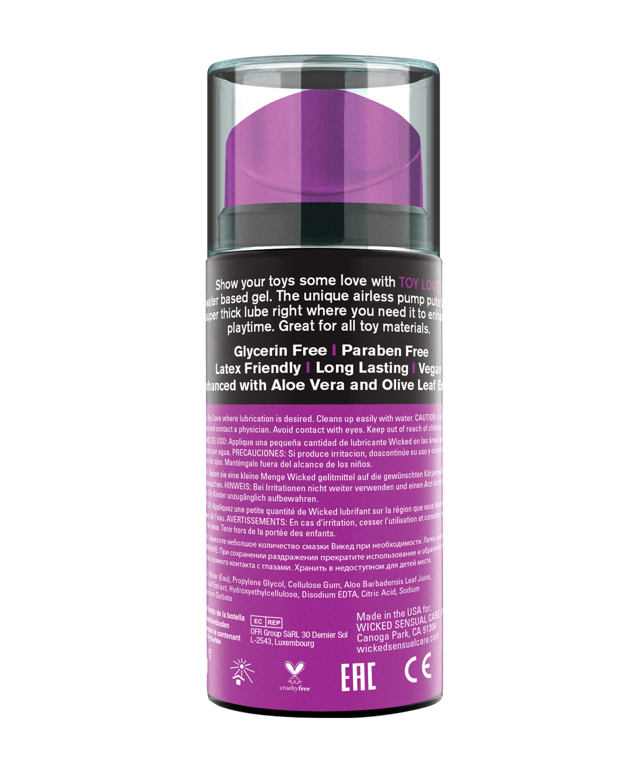 Wicked Sensual Care Toy Love Waterbased Gel - 3.3 oz - Image 2