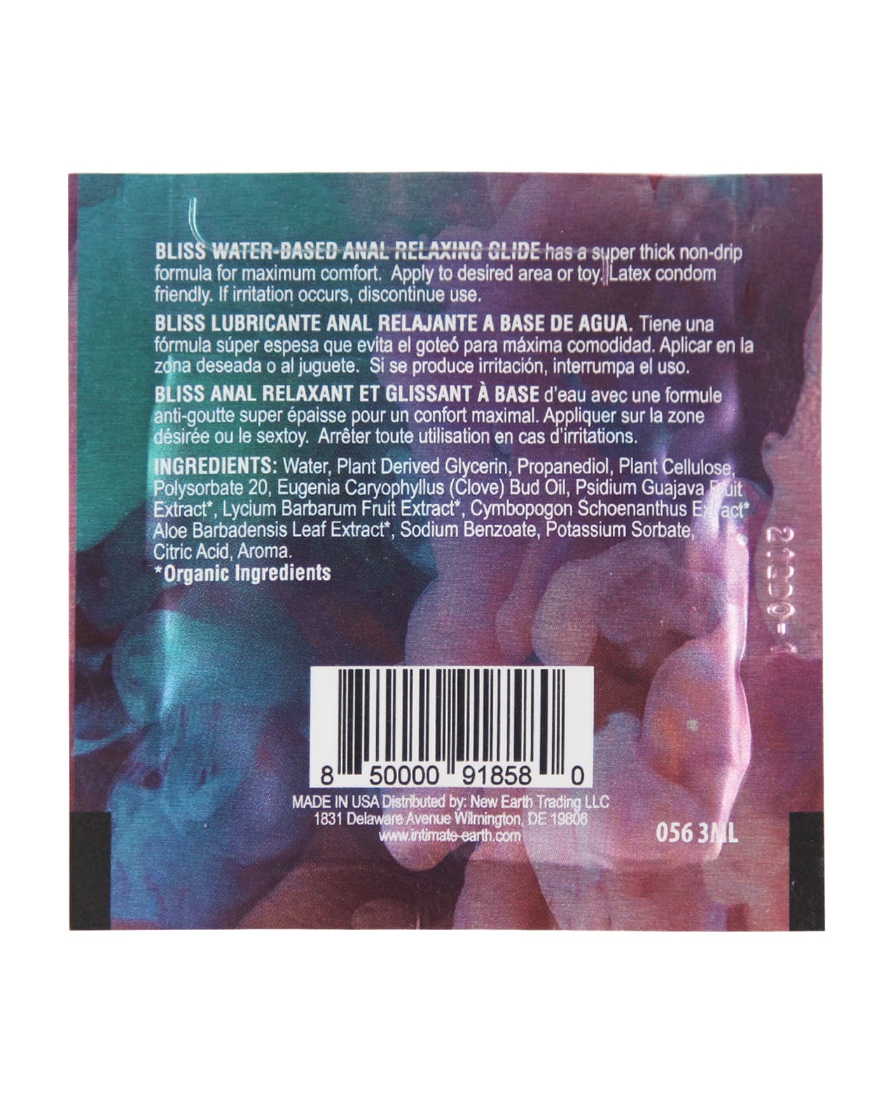 Intimate Earth Bliss Anal Relaxing Waterbased Glide - 3 ml Foil - Image 2