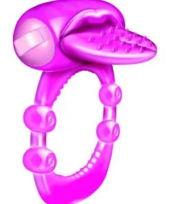 Alternative view of Nubby Tongue X-treme Vibrating Pleasure Ring - Magenta