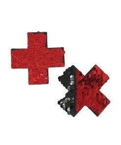 Alternative view of Pastease Color Changing Flip Sequins Cross - Red/Black O/S