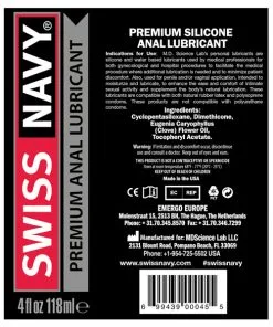 Swiss Navy Silicone Based Anal Lubricant - 4 oz