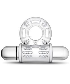 Alternative view of Blush Stay Hard 10 Function Vibrating Bull Ring Cock Ring - Clear