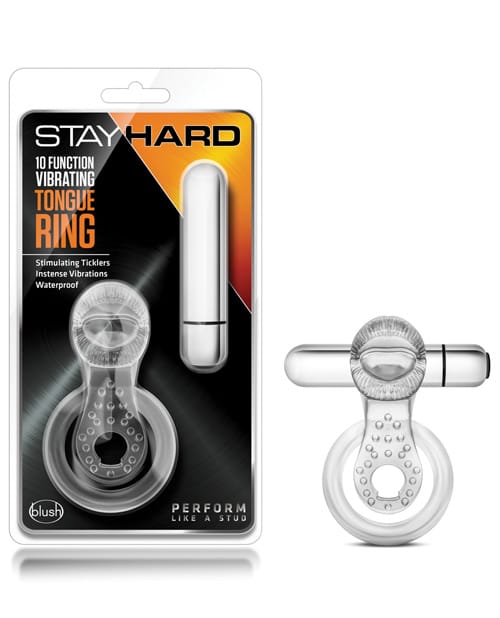 Blush Stay Hard Vibrating Tongue Ring - 10 Function Clear - Image 3