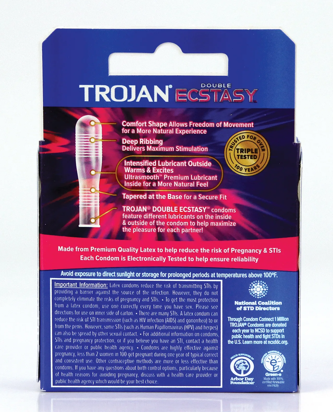 Trojan Double Ecstasy Condoms - Box of 3 - Image 2