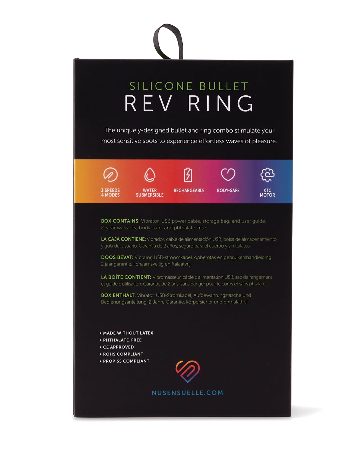 Nu Sensuelle Rev Silicone 7 Function Bullet Ring w/Flutter Tip - Black - Image 3