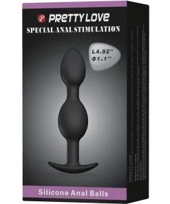 Alternative view of Pretty Love 4.92" Silicone Anal Plug w/Ball - Black