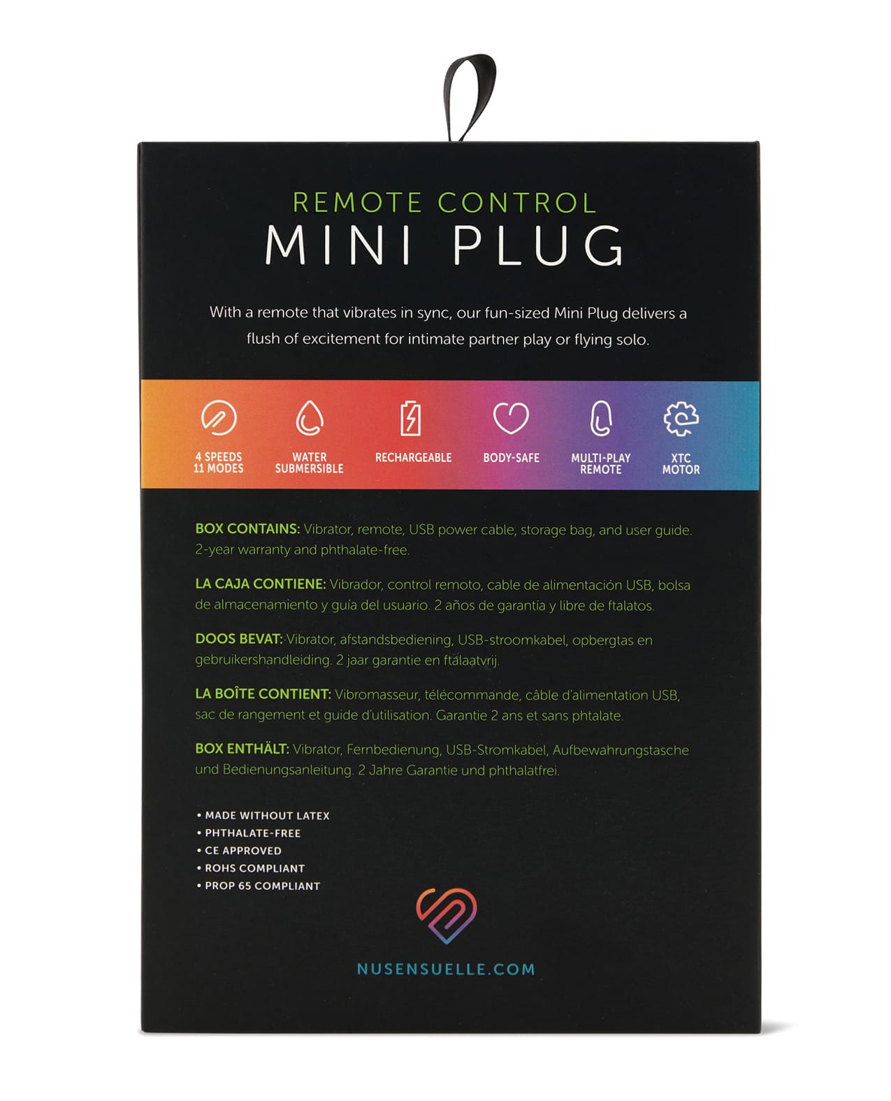 Nu Sensuelle Remote Control Rechargeable Mini Plug - Black - Image 4