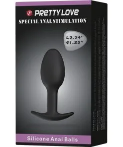 Pretty Love 3.34" Silicone Anal Plug w/Ball - Black