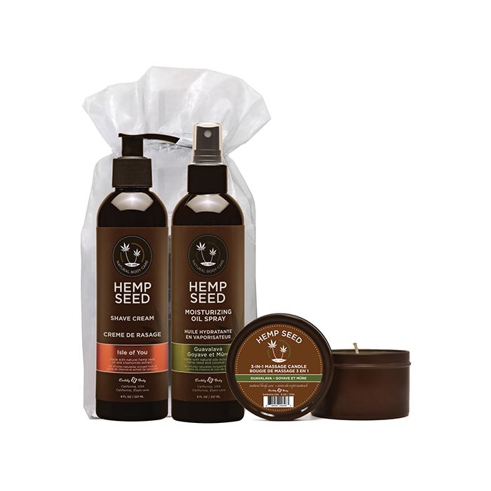 Earthly Body Summer Care Moisturizing Kit - Guavalava Oil Spray, Candle, Isle of You Shave Cream
