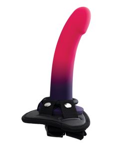 VeDO Duo Silcone Dildo w/Harness - Pink/Purple