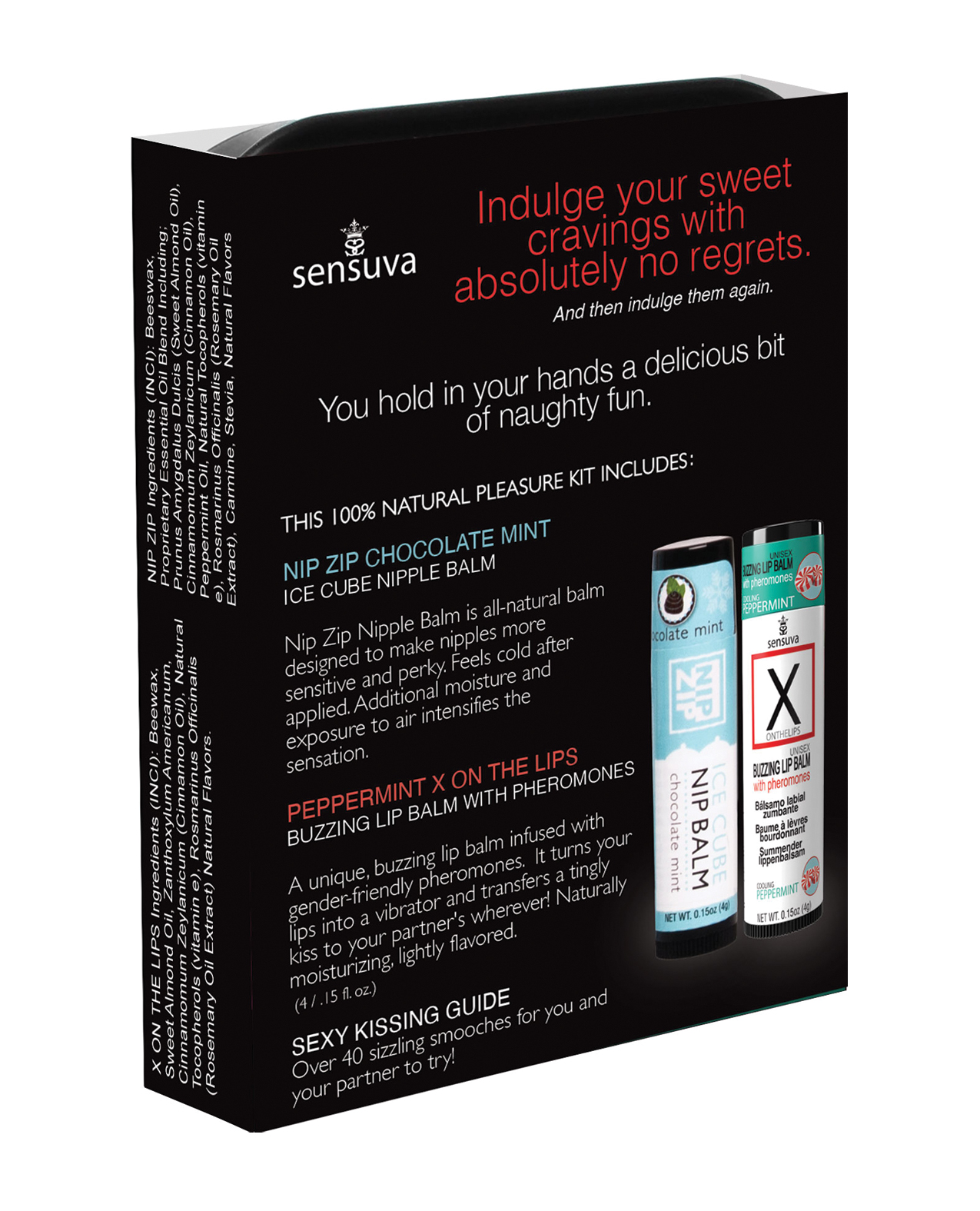 Sensuva Lips & Nips Pleasure Kit - Chocolate Nip Zip + Chocolate Peppermint XBalm + 50 Ways to Kiss Guide - Image 3