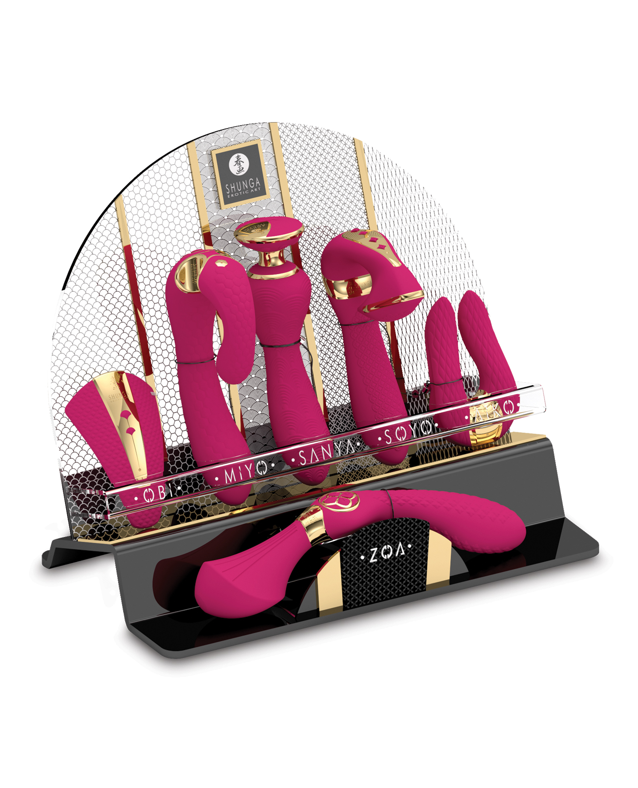 Shunga Intimate Massagers Display w/6 Massagers - Raspberry