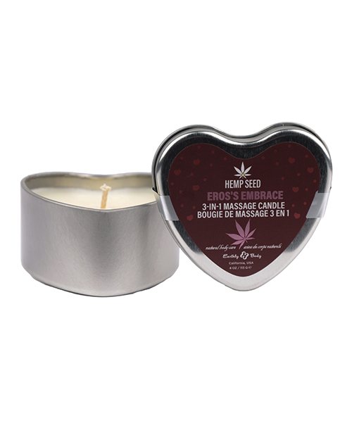 Earthly Body 3 in 1 Massage Heart Candle - 4 oz Eros Embrace - Image 2