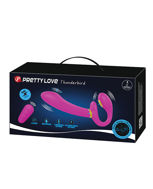 Pretty Love Thunderbird Electrostim & Vibrating Strapless Strap On - Fuchsia - Image 5