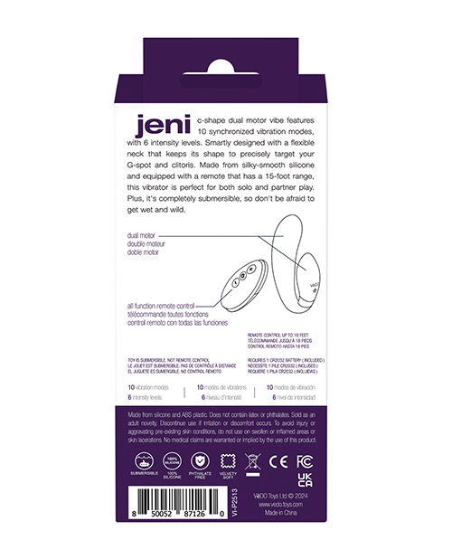 VeDO Jeni Dual Motor Vibe w/Remote - Purple - Image 5