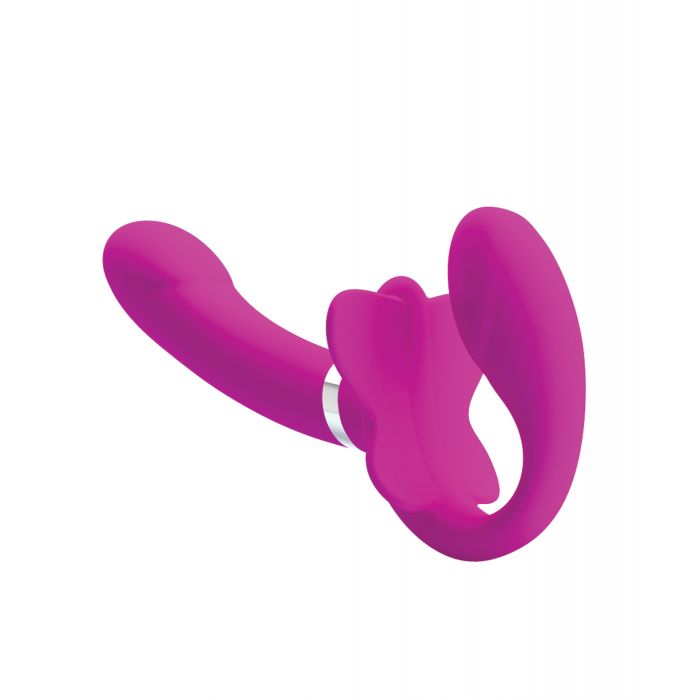 Pretty Love Valerie Vibrating Strapless Strap On - Fuchsia - Image 3