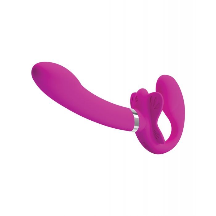 Pretty Love Valerie Vibrating Strapless Strap On - Fuchsia - Image 5