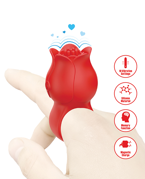 Pretty Love Jae Floral Ring Finger Vibrator - Red - Image 3