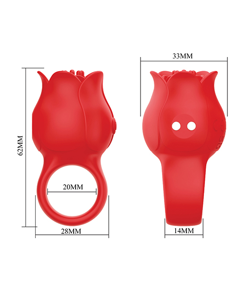 Pretty Love Jae Floral Ring Finger Vibrator - Red - Image 5
