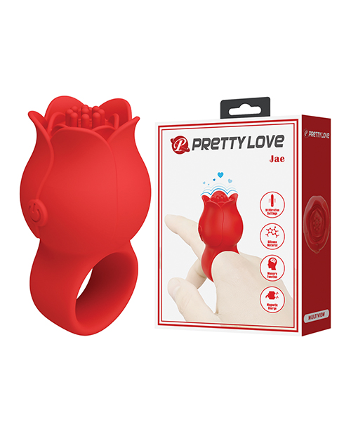 Pretty Love Jae Floral Ring Finger Vibrator - Red - Image 6