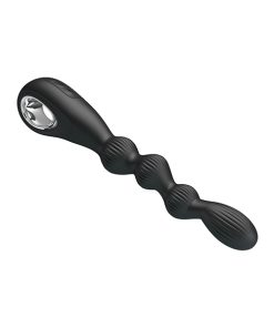Alternative view of Pretty Love Federer Vibrating Beaded Anal Probe - Black