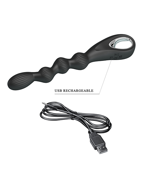 Pretty Love Federer Vibrating Beaded Anal Probe - Black - Image 4