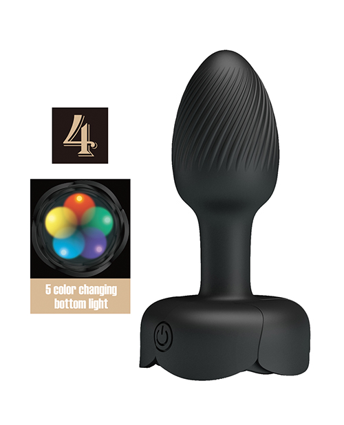Pretty Love Olman Small Butt Plug w/Multi Color Bottom Light - Black - Image 5