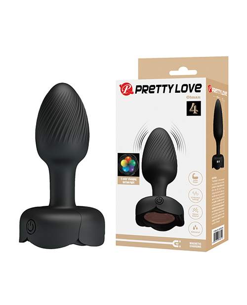 Pretty Love Olman Small Butt Plug w/Multi Color Bottom Light - Black - Image 6