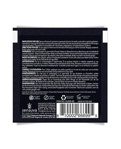 Sensuva Natural Water Based Personal Moisturizer Single Use Packet - 6 ml Peach - Image 2