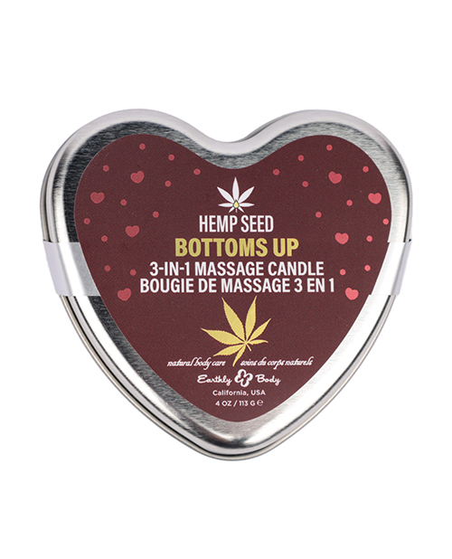 Earthly Body 2025 Valentines 3 in 1 Massage Heart Candle - 4.7 oz Bottom's Up - Image 2
