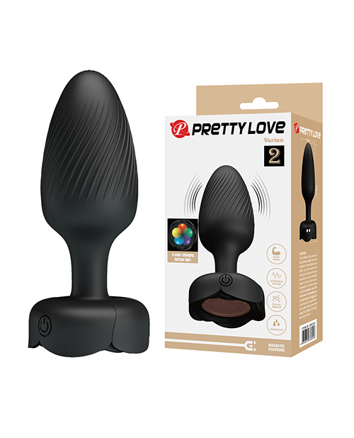 Pretty Love Varian Large Butt Plug w/Multi Color Bottom Light - Black - Image 3