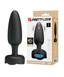 Alternative view of Pretty Love Tarion Thrusting Butt Plug w/Multi Color Bottom Light - Black
