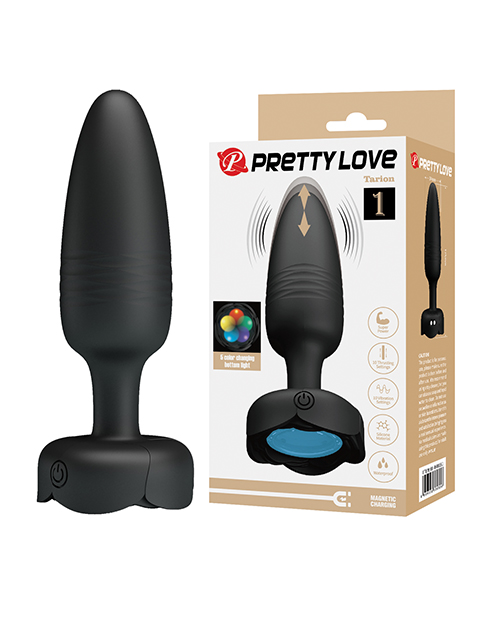 Pretty Love Tarion Thrusting Butt Plug w/Multi Color Bottom Light - Black - Image 2
