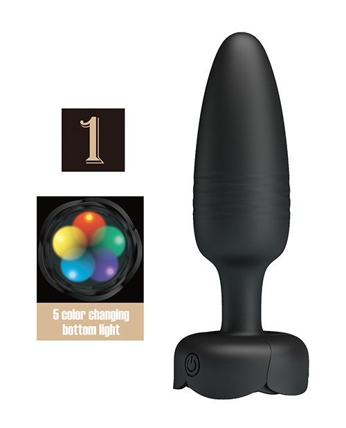Pretty Love Tarion Thrusting Butt Plug w/Multi Color Bottom Light - Black - Image 6