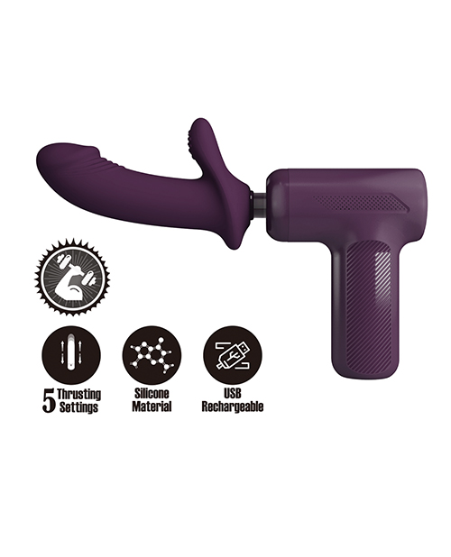 Pretty Love DJ Scholar Dual Thrusting Gun Massager - Purple - Image 3
